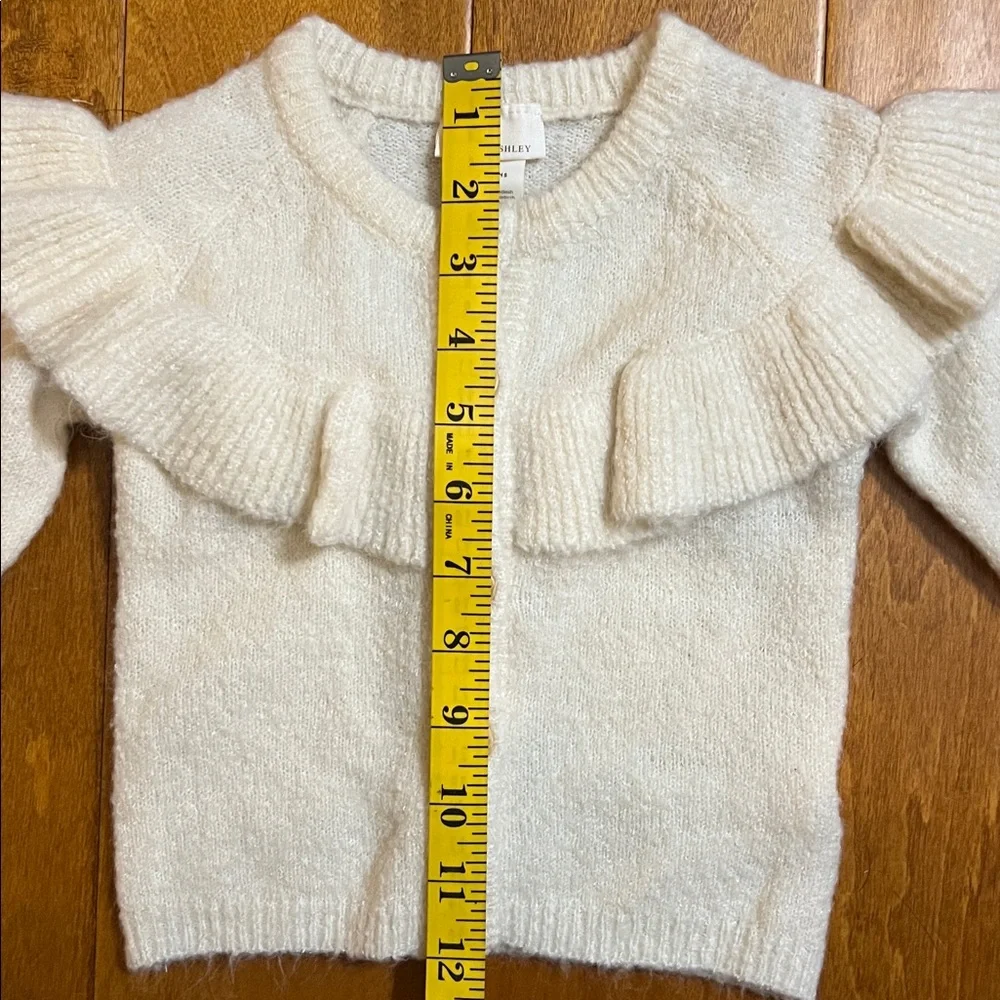 Laura Ashley Flounce Trimmed Knit Button Down Cardigan 12 Months Cream Soft - Picture 5 of 8